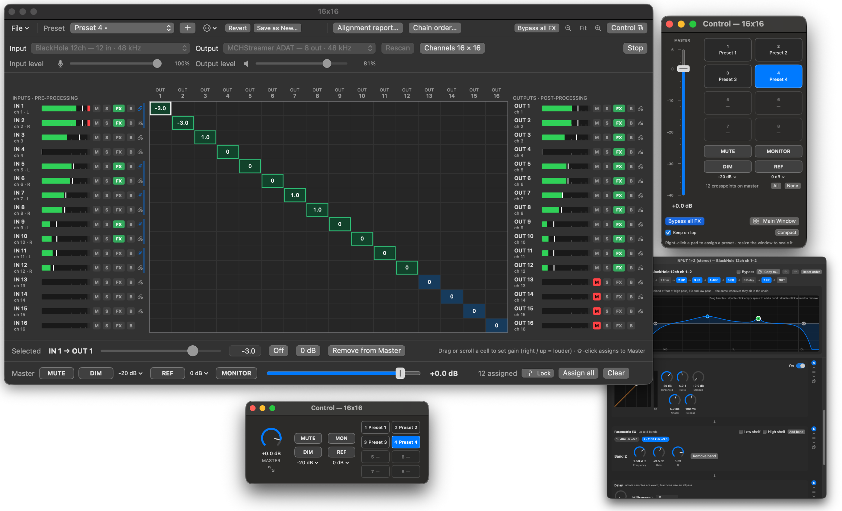 Fulwave Monitor routing grid with a level at every crosspoint