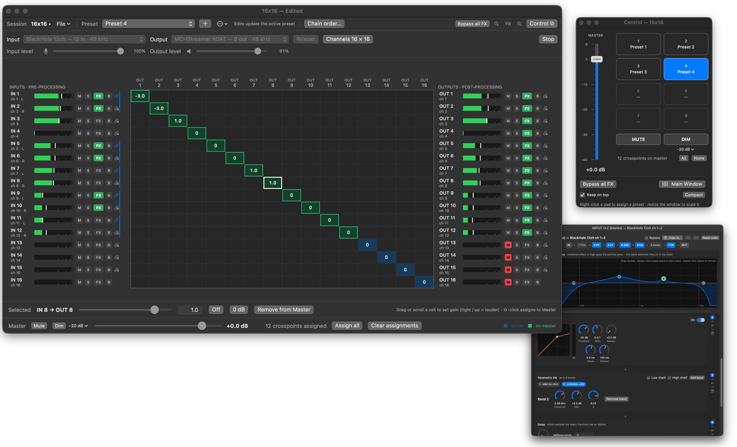 Fulwave Monitor routing grid with a level at every crosspoint